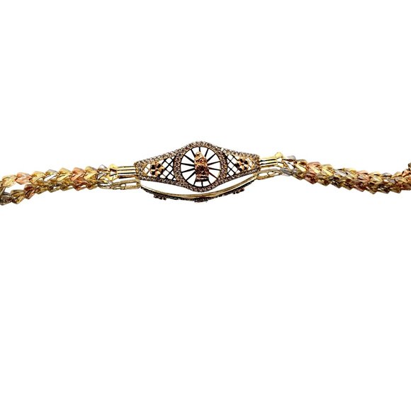 14k REAL GOLD women's Bracelets Guadalupe Circles or Rings pave - Picture 4 of 16